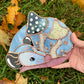 Enchanted Copper Mushroom Opossum Stained Glass Suncatcher