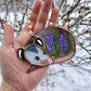 Mini Sleepy Lavender Opossum Stained Glass Ornament