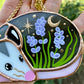 Sleepy Lavender Opossum Stained Glass Ornament