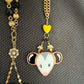 Yellow Heart Opossum Stained Glass Car Charm
