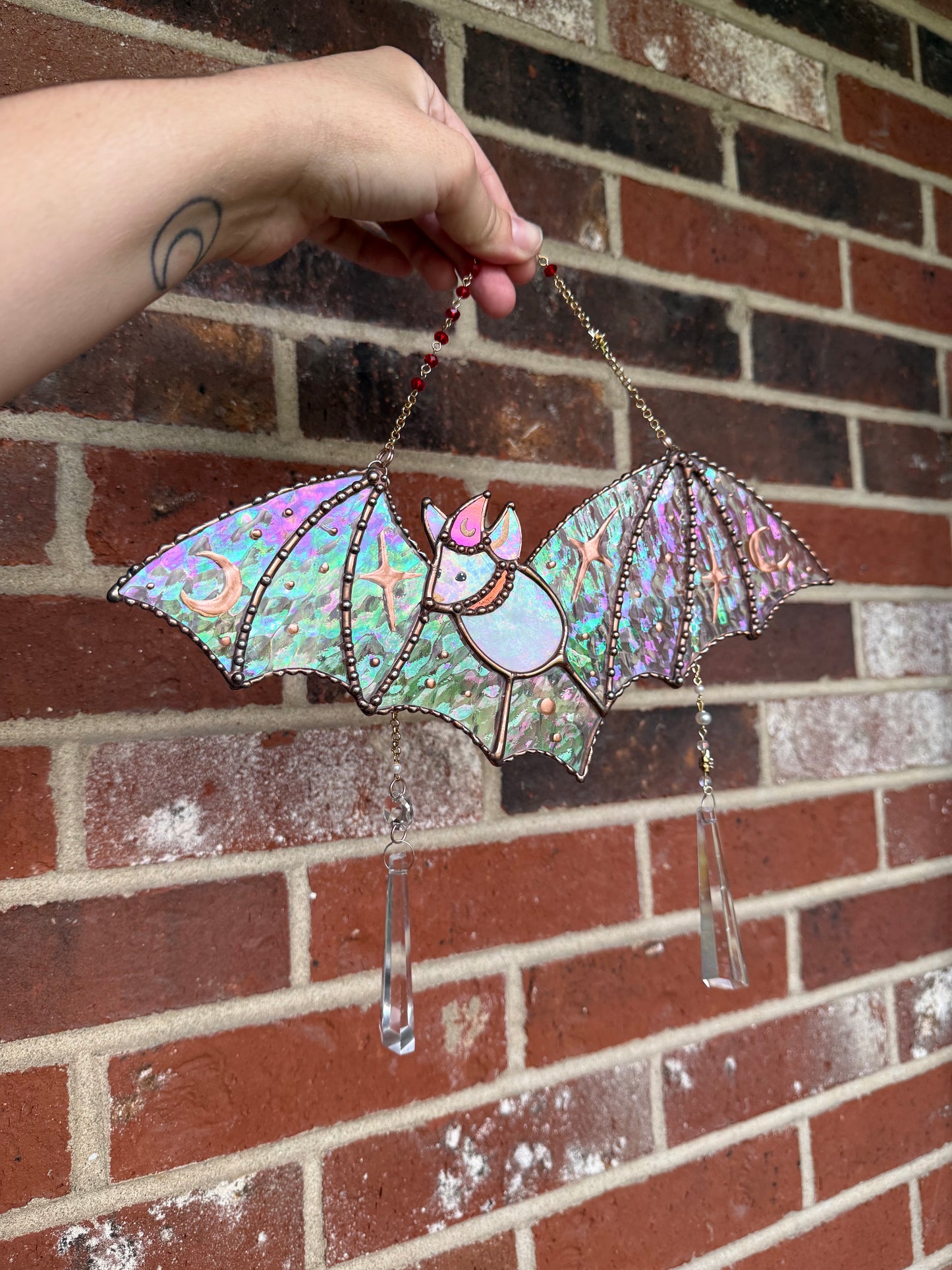 Celestial Bat Stained Glass Suncatcher