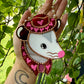 Mini pink Heart Cowboy Opossum Stained Glass
