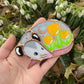 Sleepy Yellow Tulip Opossum Mini Stained Glass Suncatcher