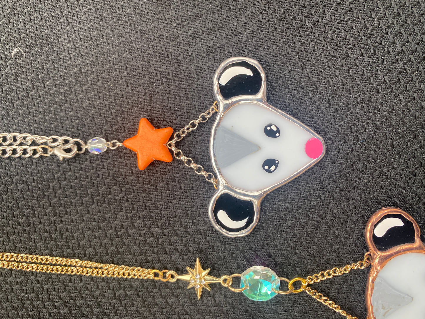 Orange Star Opossum Stained Glass Charm