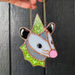 Green Lovely Opossum Mini Stained Glass Suncatcher