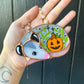 Jack-o-lantern Mini Sleepy Opossum Stained Glass Ornament