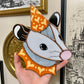 Orange Lovely Opossum Stained  Glass Suncatcher