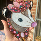 Pink Flower Cowboy Opossum Stained Glass Suncatcher