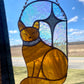 Orange Star Cat Stained Glass Suncatcher