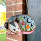 Sleepy Red and Orange Mushroom Opossum Mini Stained Glass Suncatcher