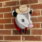 Cowboy Opossum Stained Glass Suncatcher