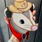 Cowboy Opossum Stained Glass Suncatcher