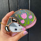 Sleepy Pink Tulip Opossum Stained Glass Ornament