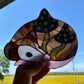 Enchanted Green Mushroom Opossum Stained Glass Suncatcher
