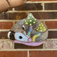 Enchanted Green Mushroom Opossum Stained Glass Suncatcher