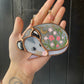 Pink Floral Opossum Stained Glass Ornament #1