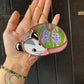 Sleepy Lavender Opossum Stained Glass Ornament