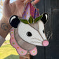 Pink Strawberry Opossum Stained Glass Suncatcher