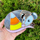 Golden Candy Corn Opossum Stained Glass Suncatcher