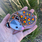 Mini Candy Corn Opossum Stained Glass Suncatcher