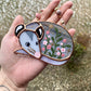 Pink Floral Opossum Stained Glass Ornament #2