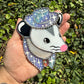 Mini Purple Cowboy Opossum Stained Glass Suncatcher
