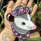 Purple Hearts Cowboy Opossum Stained Glass Suncatcher