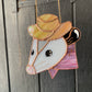 Pink Cowboy Opossum Stained Glass Suncatcher