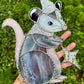 Silver Wizard Opossum Stained Glass Suncatcher