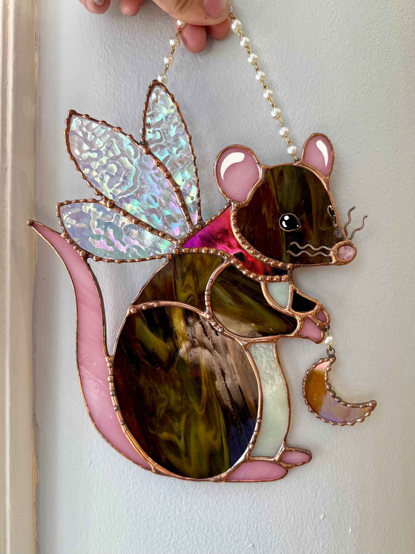 Dichroic Fairy Rat Stained Glass Suncatcher