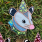 Green Iridescent Heart Opossum Stained Glass Ornament