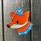 Blue Wizard Fox Mini Stained Glass Suncatcher