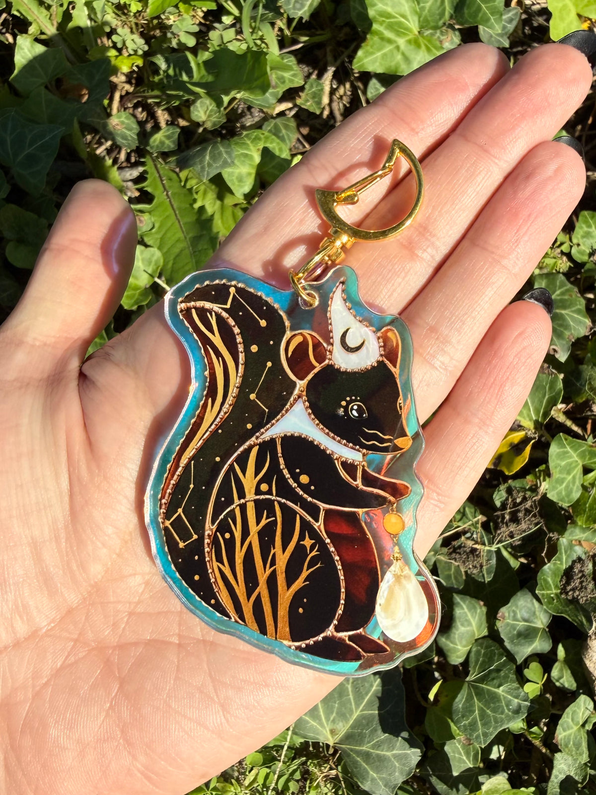 Forest Squirrel Holographic Acrylic Bag Charm