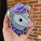 Mini Purple Cowboy Opossum Stained Glass Ornament