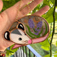 Sleepy Lavender Opossum Stained Glass Ornament