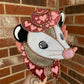 Pink Heart Cowgirl Opossum Stained Glass Suncatcher