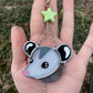 Green Star Opossum Stained Glass Charm