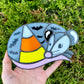 Candy Corn Opossum Stained Glass Suncatcher