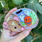 Mini Tan Iridescent Hooded Rat with Pumpkin Stained Glass Suncatcher