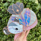 Purple Flower Opossum Stained Glass Suncatcher