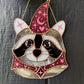 Pink Wizard Raccoon Stained Glass Suncatcher