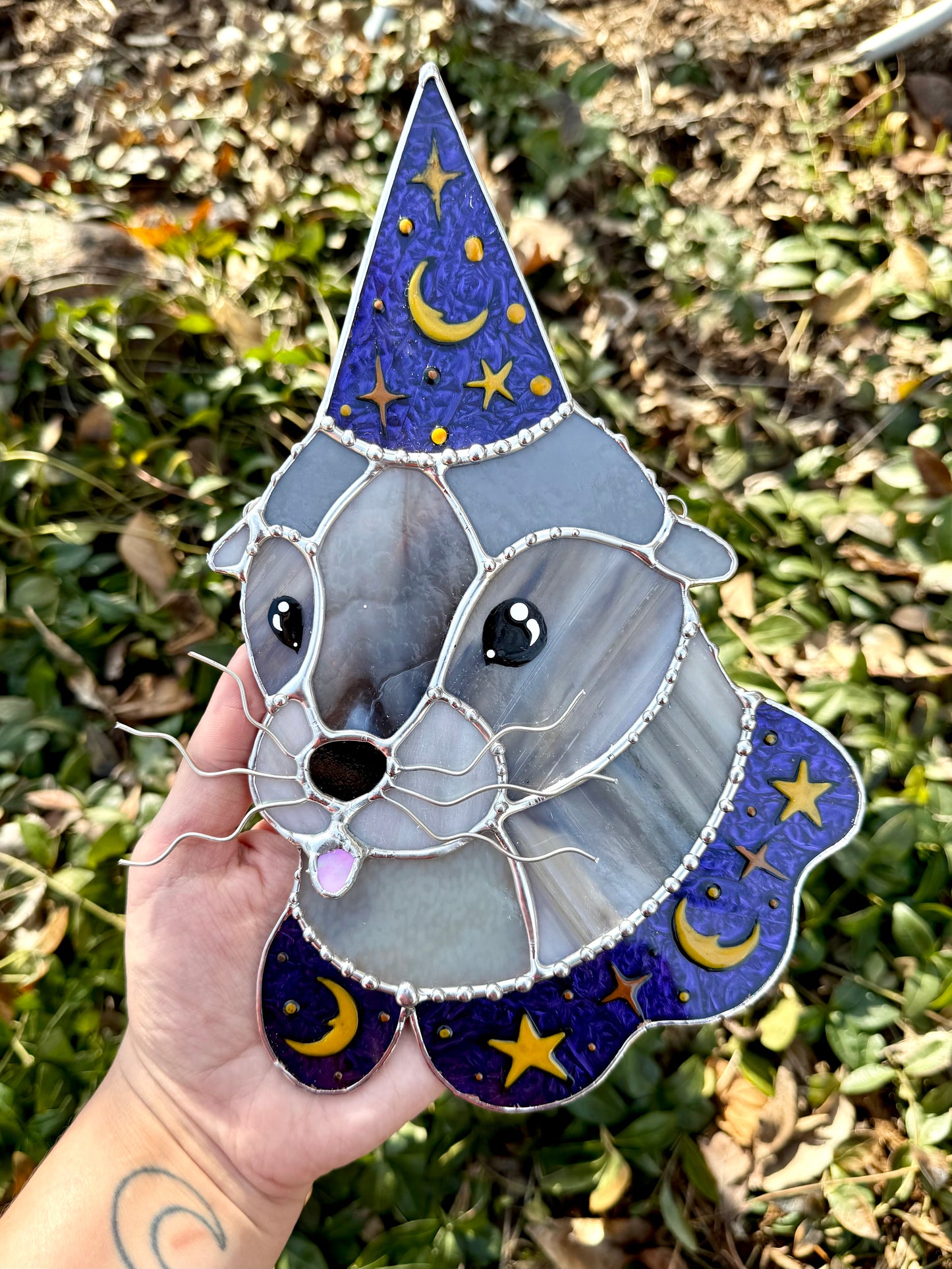 Sea Lion Wizard Stained Glass Suncatcher