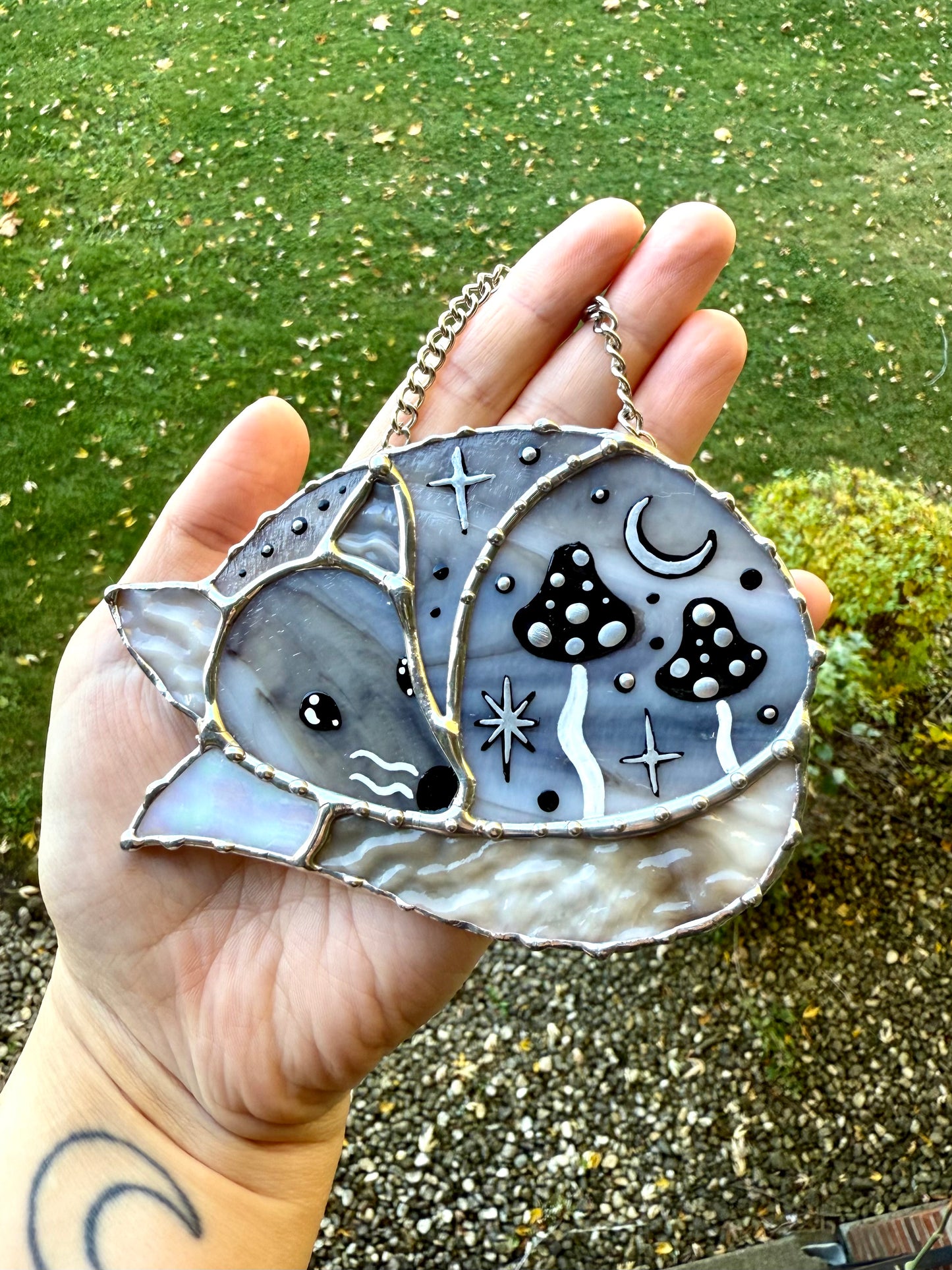 Silver Fox Stained Glass Ornament