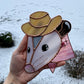 Pink Cowboy Opossum Stained Glass Suncatcher