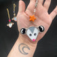 Orange Star Opossum Stained Glass Charm