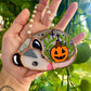 Jack-o-lantern Mini Sleepy Opossum Stained Glass Ornament