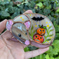 Mini Tan Rat with Stacked Pumpkins Stained Glass Suncatcher