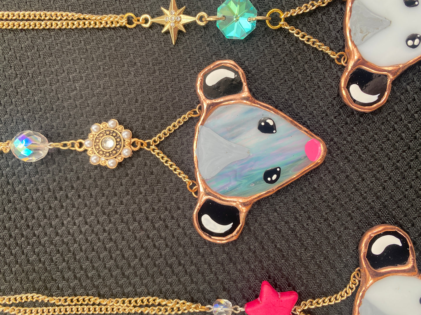 Golden Opossum Stained Glass Charm