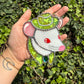 Mini Green Cowboy Mouse Stained Glass Suncatcher