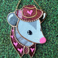 Van Gogh Pink Heart Cowboy Opossum Mini Stained Glass Suncatcher